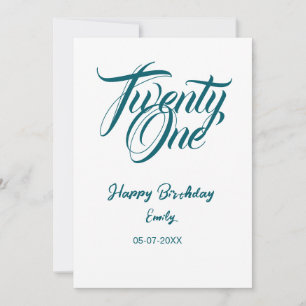 21st birthday add name date year blue template thi