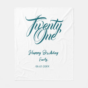 21st birthday add name date year blue template thi fleece blanket