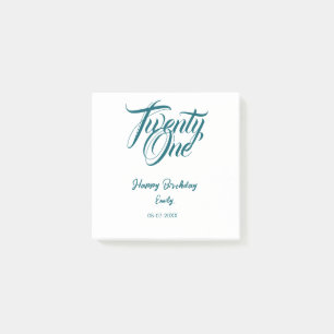 21st birthday add name date year blue template thi post-it notes