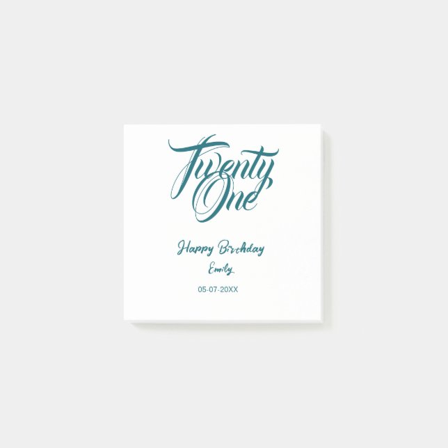 21st birthday add name date year blue template thi post-it notes (Front)