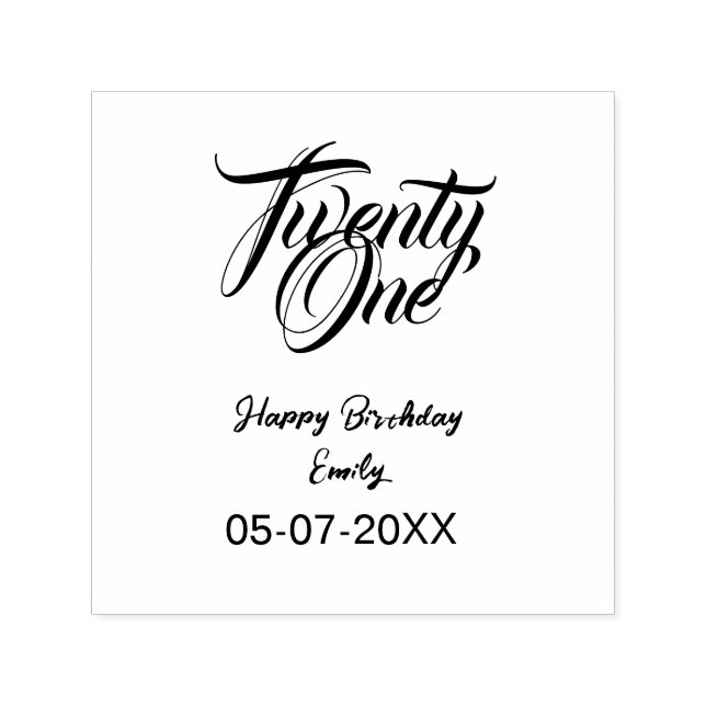 21st birthday add name date year blue template thi self-inking stamp (Design)