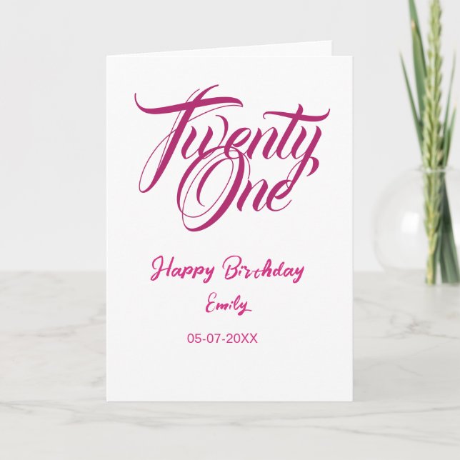 21st birthday add name date year pink template thi (Front)