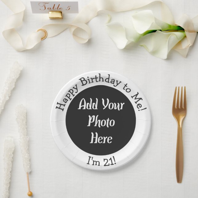 21st Birthday Add Photo Personalised Paper Plate (Wedding)