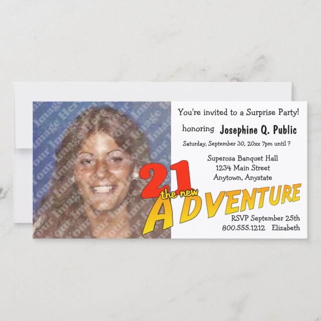 21st Birthday Adventure Party Photo Invitation (Front)