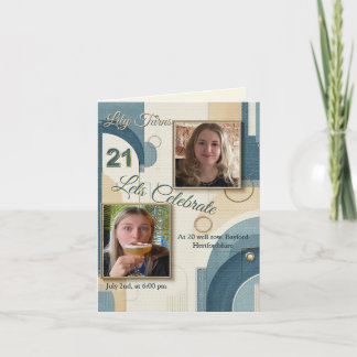 21st Birthday Almond blossom blue-cream  Announcement