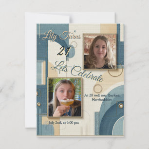 21st Birthday Almond blossom blue-cream Announcement