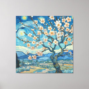 21st Birthday Almond blossom blue-cream  Canvas Print