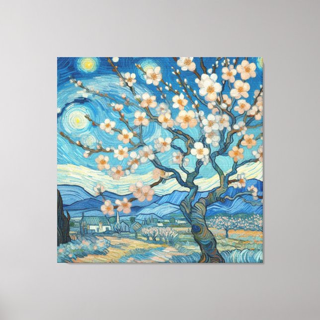 21st Birthday Almond blossom blue-cream  Canvas Print (Front)