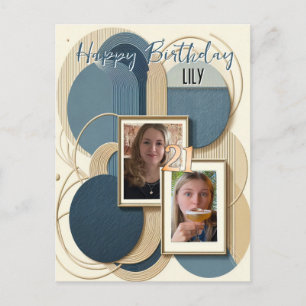 21st Birthday Almond blossom blue-cream Invitation