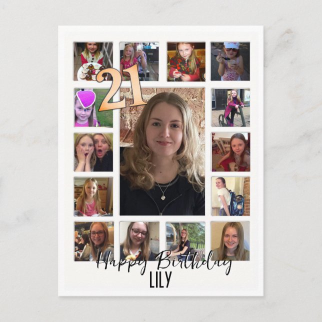 21st Birthday Almond blossom blue-cream  Invitation Postcard (Front)