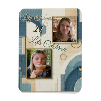 21st Birthday Almond blossom blue-cream Magnet