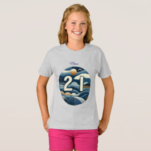 21st Birthday Almond blossom blue-cream T-Shirt