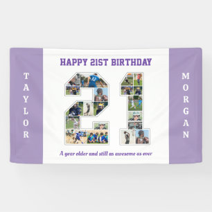 21st Birthday Anniversary Number 21 Photo Collage Banner