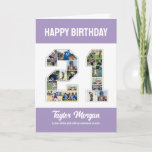 21st Birthday Anniversary Number 21 Photo Collage Card<br><div class="desc">Celebrate 21st birthday or wedding anniversary with this printable photo collage. Choose your favourite photos for display. Customise the name, text and date to fit your occasion. This will be a lovely keepsake with personalised message to look back on with family and friends. If you need any other number as...</div>