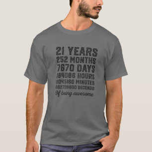 21St Birthday Awesome Birthday Countdown Retro 21 T-Shirt