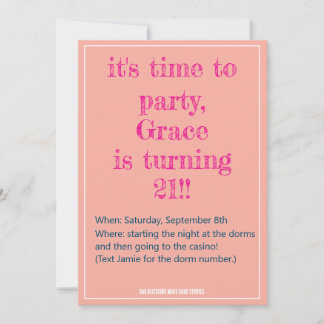 21st Birthday Bad Decisions Invitation