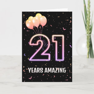 21st Birthday Balloons and Confetti Card
