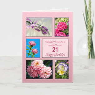 21st birthday, beautiful flowers card