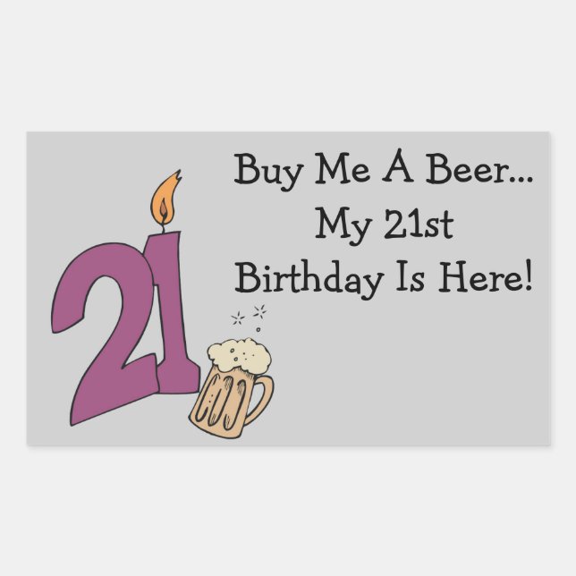 21st Birthday Beer (customisable) Rectangular Sticker (Front)