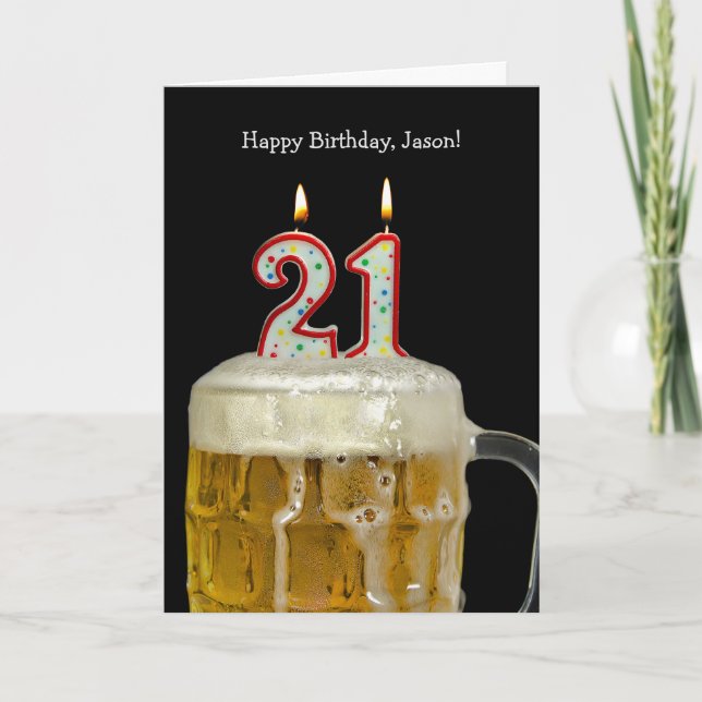 21st Birthday Beer Mug Card (Front)