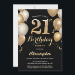 21st Birthday Black and Gold Balloons Confetti Invitation<br><div class="desc">21st Birthday Black and Gold Balloons Confetti Invitation. For further customisation,  please click the "Customise it" button and use our design tool to modify this template.</div>