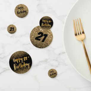 21st Birthday Black and Gold Glitter  Confetti