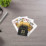 21st birthday black glitter gold sparkle glam name playing cards<br><div class="desc">A trendy and glamourous gift, favour or party games for a 21st birthday. A classic black background decorated with faux gold glitter drips, paint dripping look. Personalise and add a namem age 21 and a date. Date of birth or the date for the party. Golden coloured text. The name is...</div>