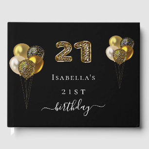 21st birthday black gold leopard animal birthday guest book