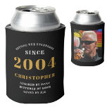 21st Birthday Black Gold With Name & Photo Can Cooler<br><div class="desc">Personalised Birthday add your name and year can cooler with your photo on the rear. Edit the name and year with the template provided. A wonderful custom birthday party accessory. More gifts and party supplies available with the "setting standards" design in the store.</div>