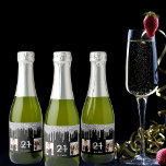 21st birthday black silver glitter drips photo sparkling wine label<br><div class="desc">For a fun, glamorous 21st birthday party. Classic black background color, decorated with faux silver glitter drips, paint dripping look. Personalize and add a name, age 21 and a date. Date of birth or the date of the party. White and gray colored letters. Add 2 - two of your own...</div>