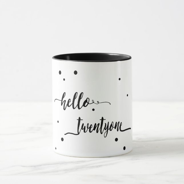 21st birthday black white typography mug (Center)