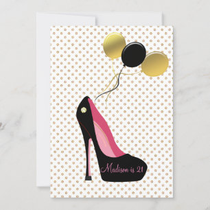 21st Birthday Bling High Heels Invitation