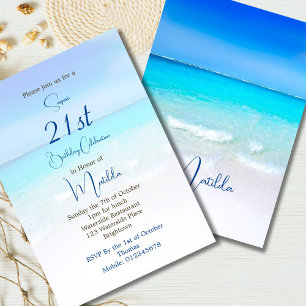 21ST  Birthday Blue Ocean Sea Destination Birthday Invitation