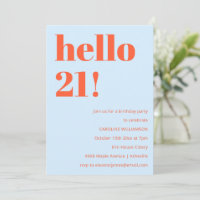21st Birthday Blue Orange Bold Modern Bright