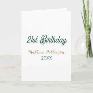 21st birthday blue orange stylish boho retro name card