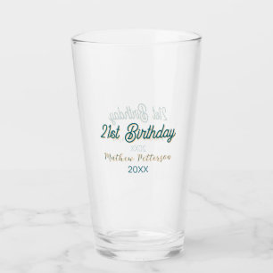 21st birthday blue orange stylish boho retro name glass