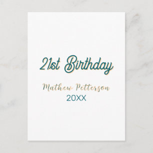21st birthday blue orange stylish boho retro name postcard