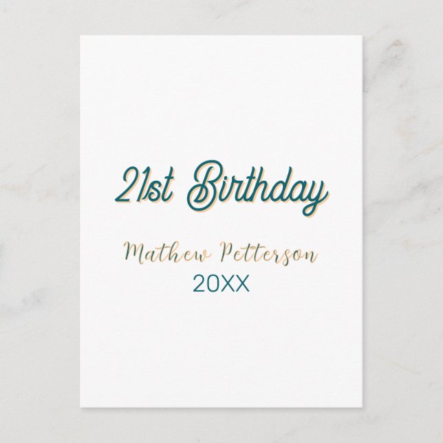 21st birthday blue orange stylish boho retro name  postcard (Front)