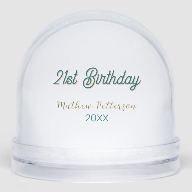 21st birthday blue orange stylish boho retro name  snowglobe (Front)