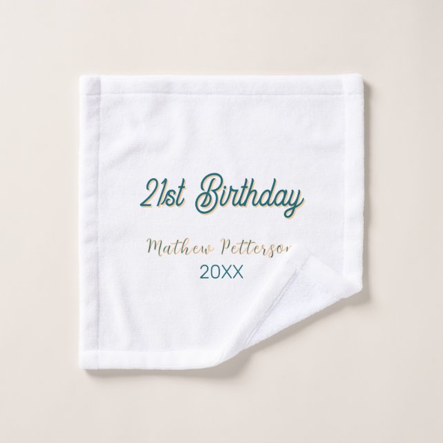 21st birthday blue orange stylish boho retro name  wash cloth (Wash Cloth)