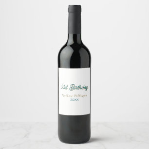 21st birthday blue orange stylish boho retro name wine label