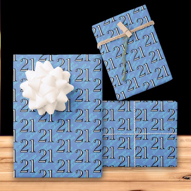 21st Birthday Blue Wrapping Paper Sheet (Creator Uploaded)
