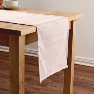 21st birthday blush rose gold hello twentyone text short table runner