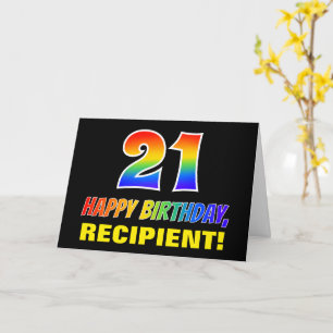 21st Birthday: Bold, Fun, Simple, Rainbow 21 Card