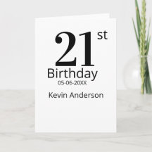 21st birthday bold letter name date simple man boy
