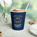 21st Birthday Born 2002 Add Name Legend Blue Gold Paper Cups<br><div class="desc">Photo template "Original Quality Legendary Inspiration" paper cup for that special birthday. Add the photo,  name and year as desired in the template fields creating a unique birthday celebration gift. Team this up with the matching gifts,  party accessories,  and clothing available in our store www.zazzle.com/store/thecelebrationstore</div>