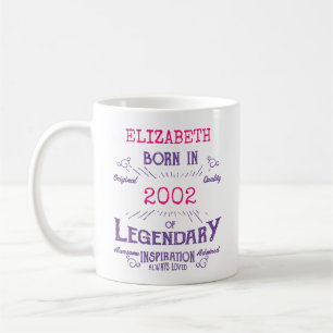 21st Birthday Born 2002 Legend Pink Purple Coffee Mug