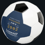 21st Birthday Born 2002 Monogram Name Legend Football<br><div class="desc">Birthday vintage design "Original Quality Legendary Inspiration" soccer ball. Add the name and year as desired in the template fields creating a unique birthday celebration item. Team this up with the matching gifts,  party accessories,  and clothing available in our store www.zazzle.com/store/thecelebrationstore</div>