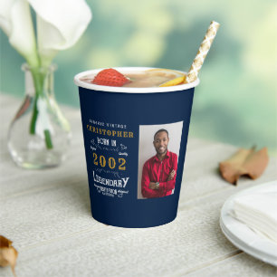 21st Birthday Born 2002 Photo Template Legend Paper Cups