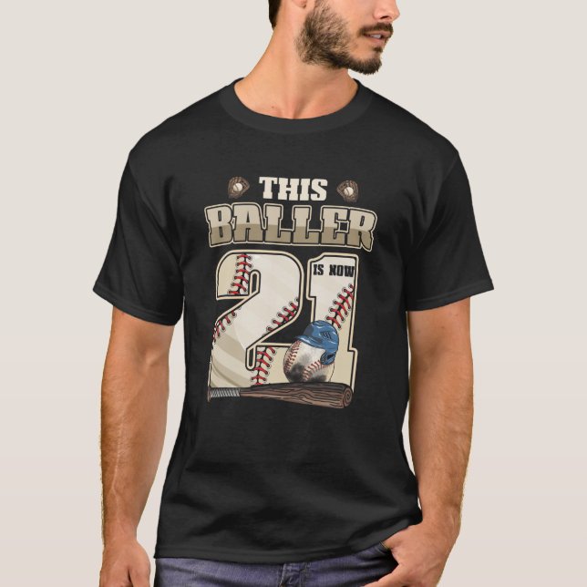 21St Birthday Boys Twenty One Year Old Baseball Pl T-Shirt (Front)